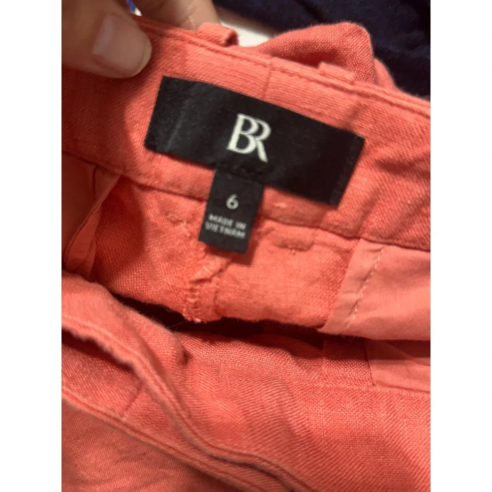Banana Republic Lina Straight Linen Pant Coral High Rise Relaxed 6 882876-04